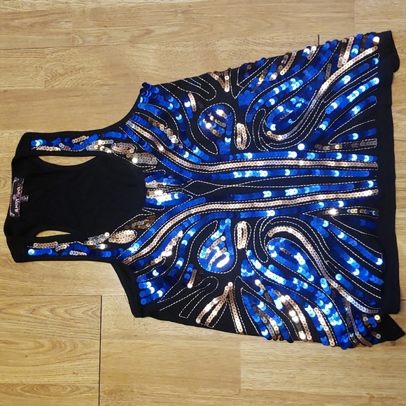 NWT blue/gold sequined racerback tank size medium - Picture 1 of 4